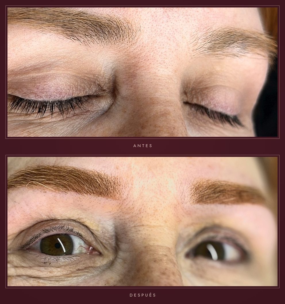 Antes y después de micropigmentación de cejas en Badalona – Bellagea Studio